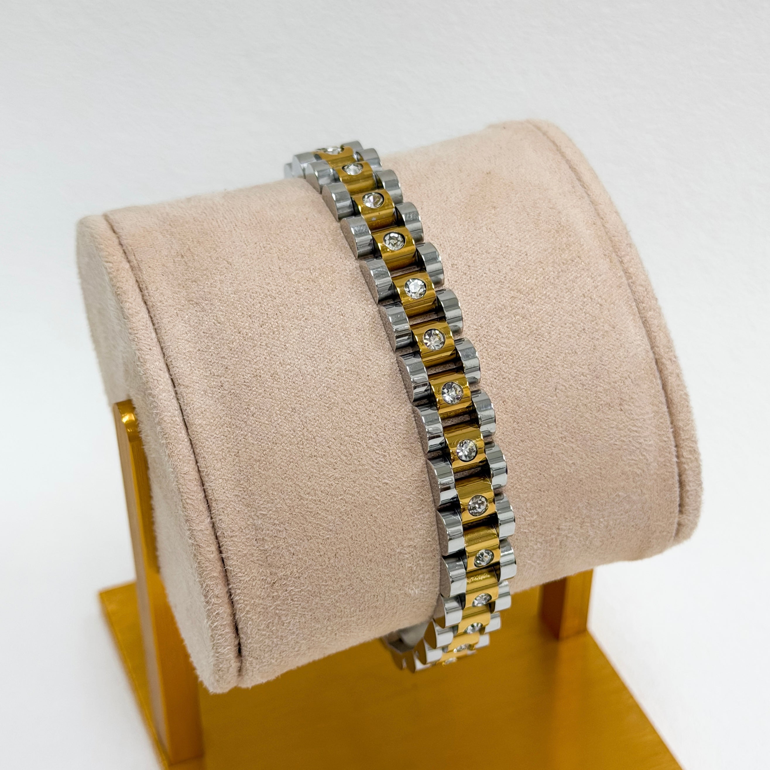 Two-Tone Crystal Link Bracelet