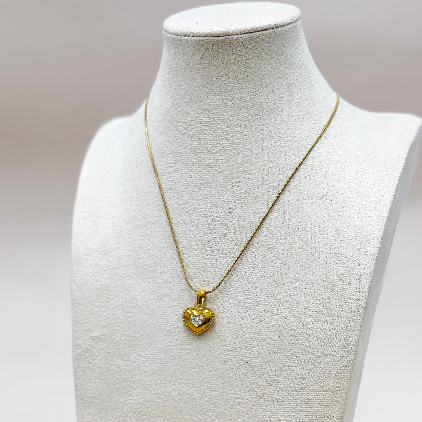 Golden Heart Pavé Pendant Necklace