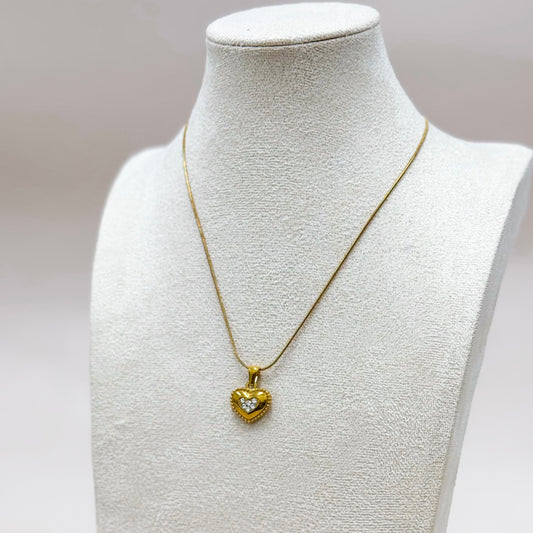 Golden Heart Pavé Pendant Necklace