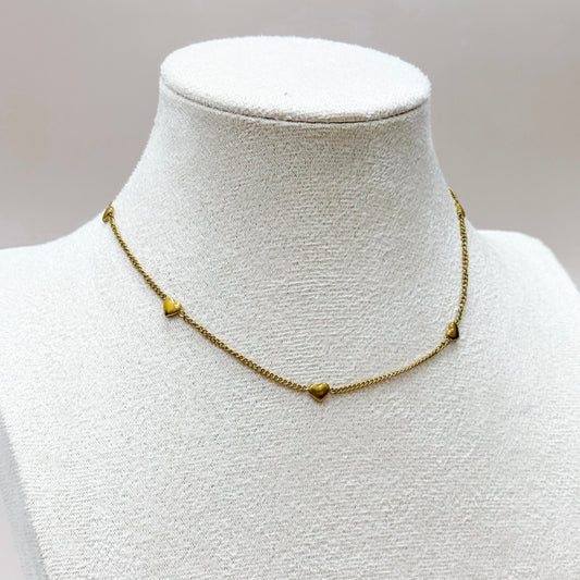Petite Heart Station Necklace