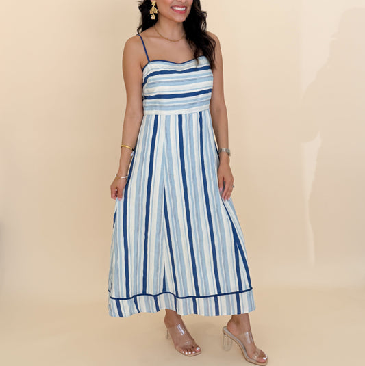 Blue Stripes Midi Dress
