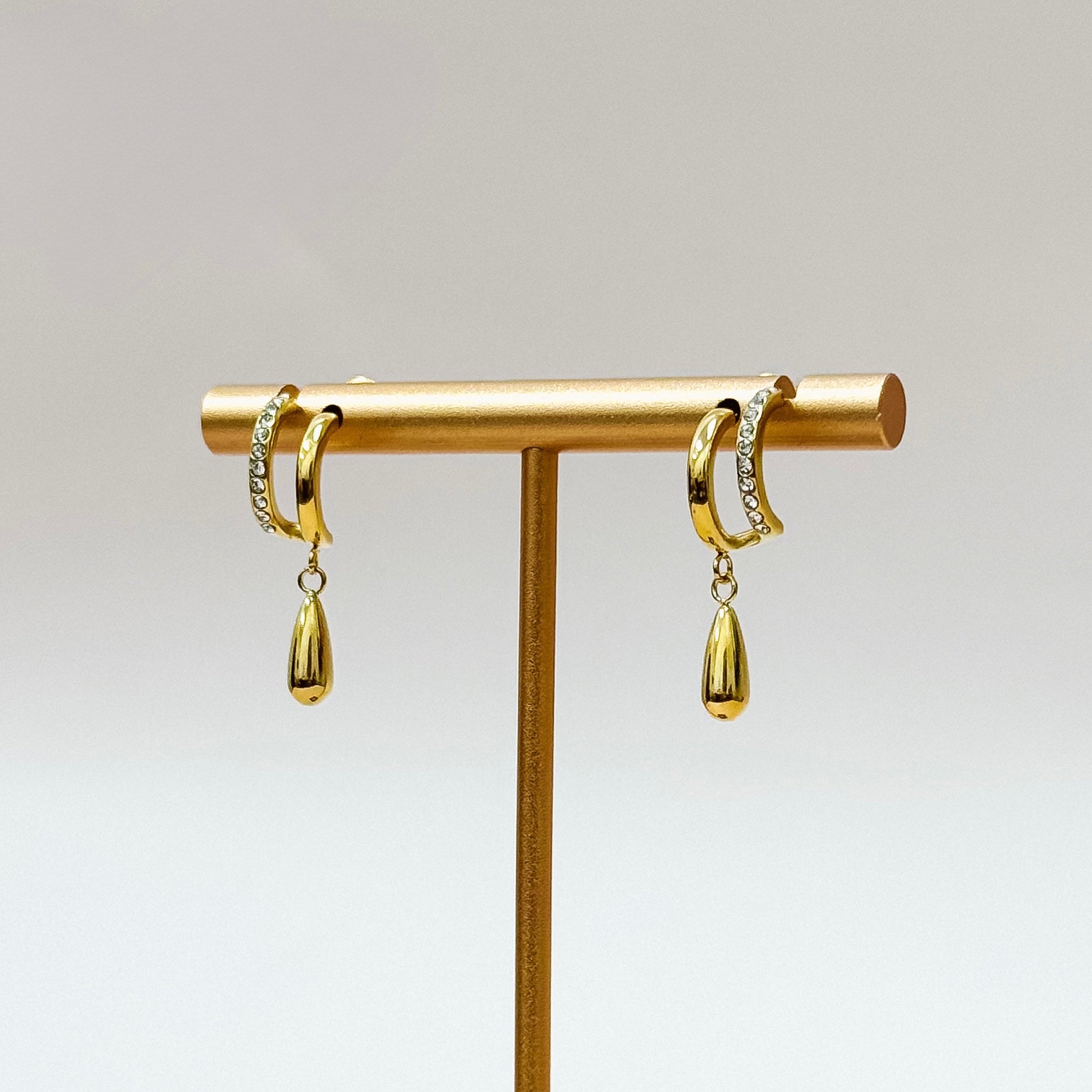The Solene Drop Huggie Earrings