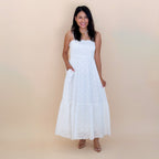 Smocked Bodice Ruffled Midi Dress