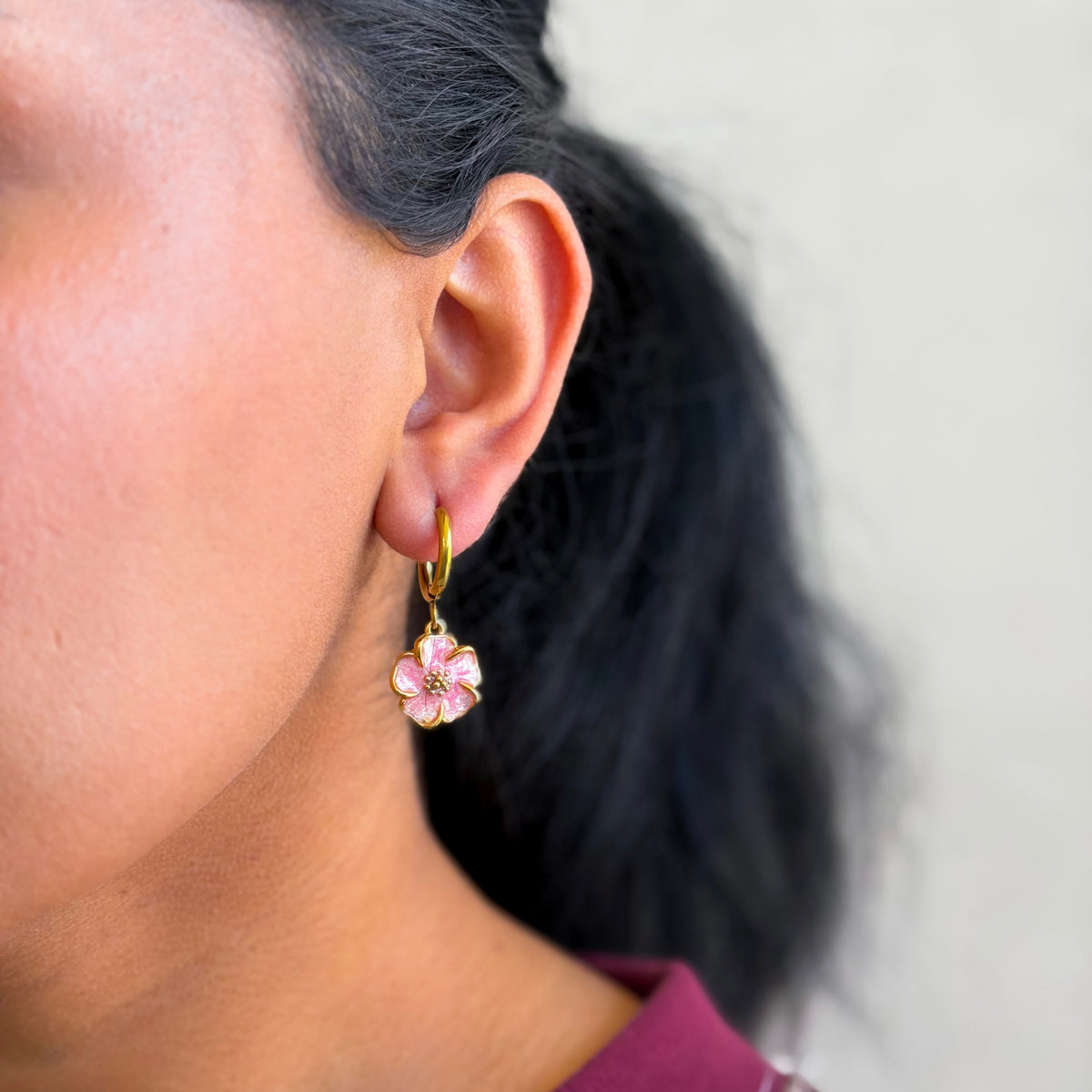 Bloom Flower Charm Hoops
