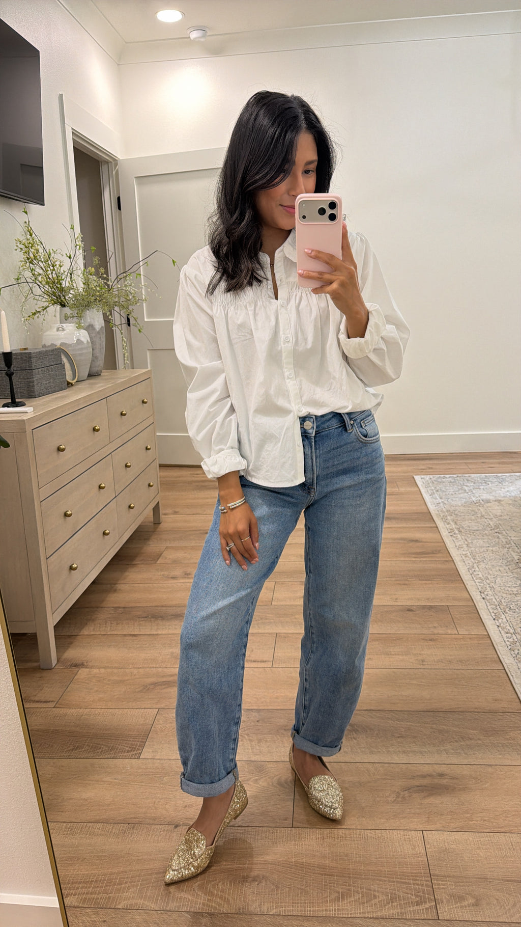White Detail Button Down Shirt