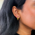Mixed CZ Accent Mini Hoop Earrings