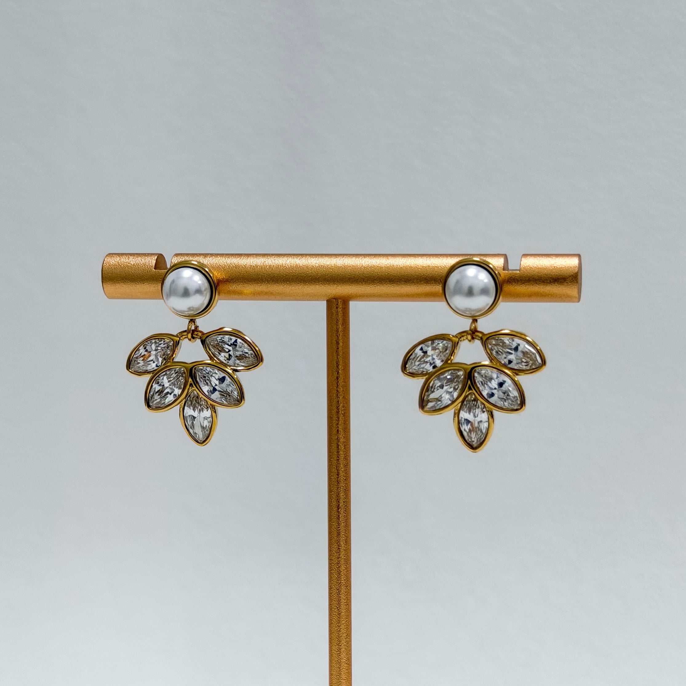 Celeste Pearl Crystal Fan Earrings