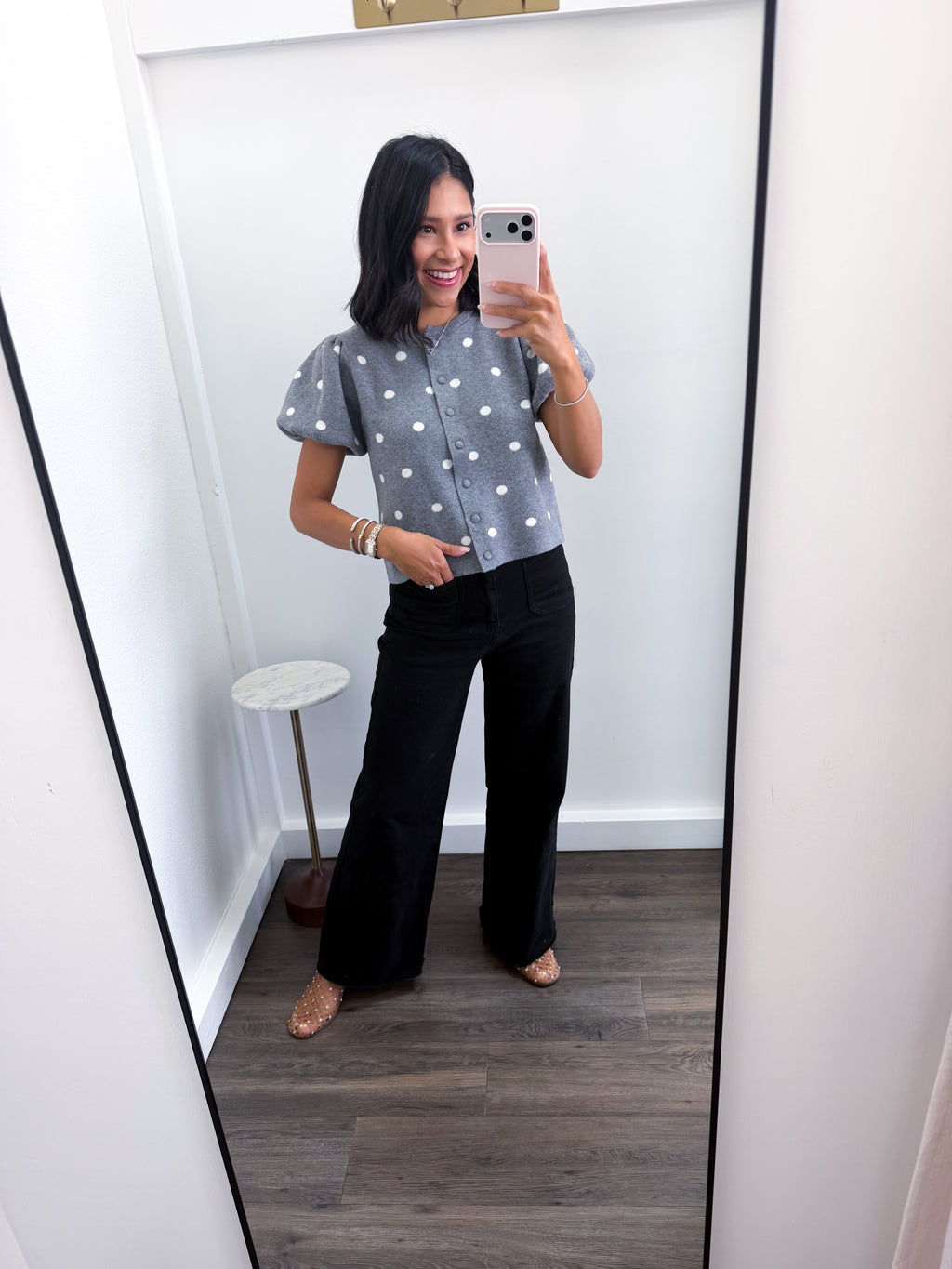 Polka Dot Puff Sleeve