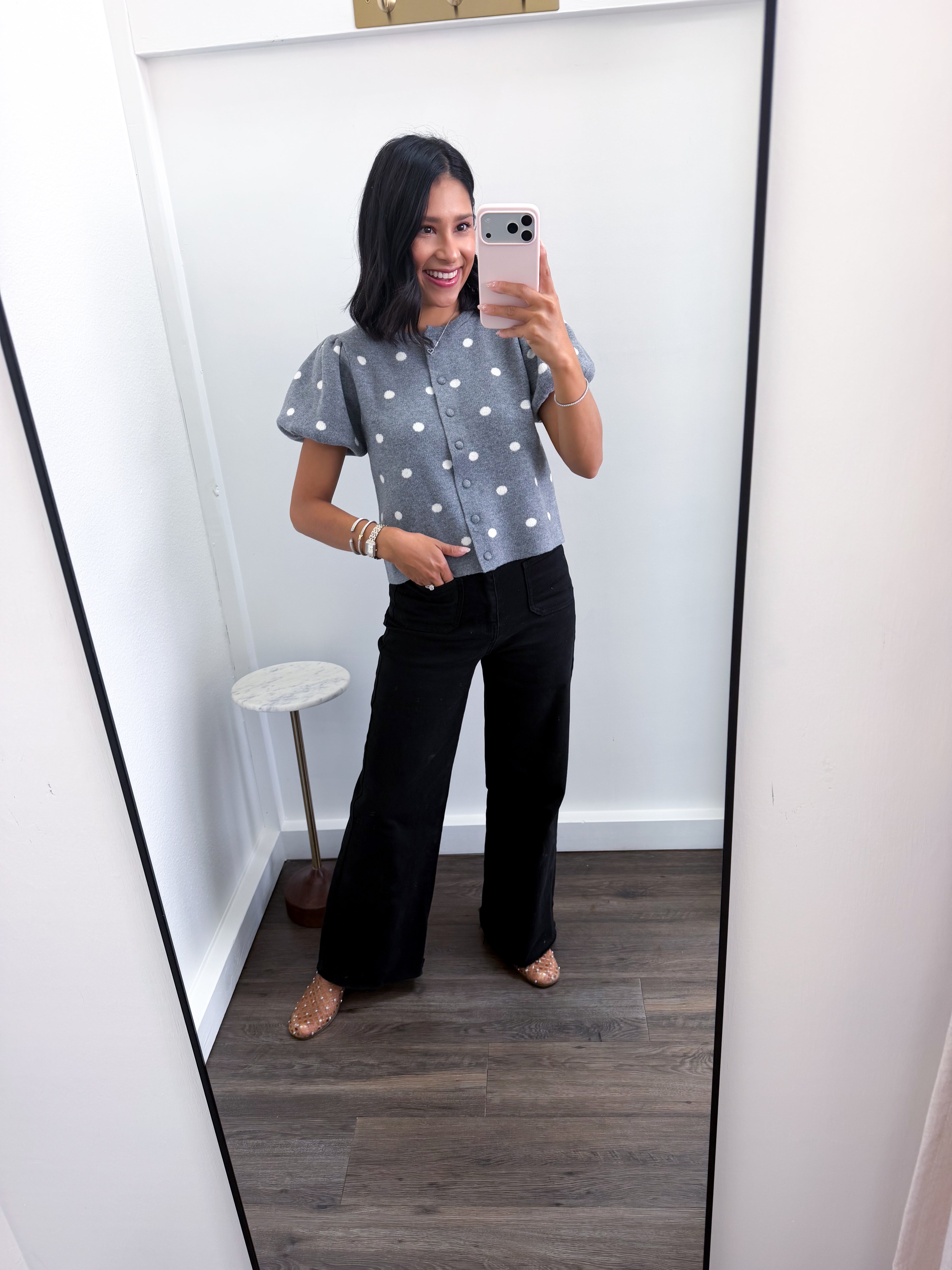 Polka Dot Puff Sleeve