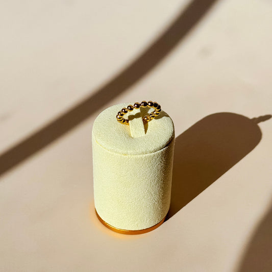 Gold Beaded Band Ring