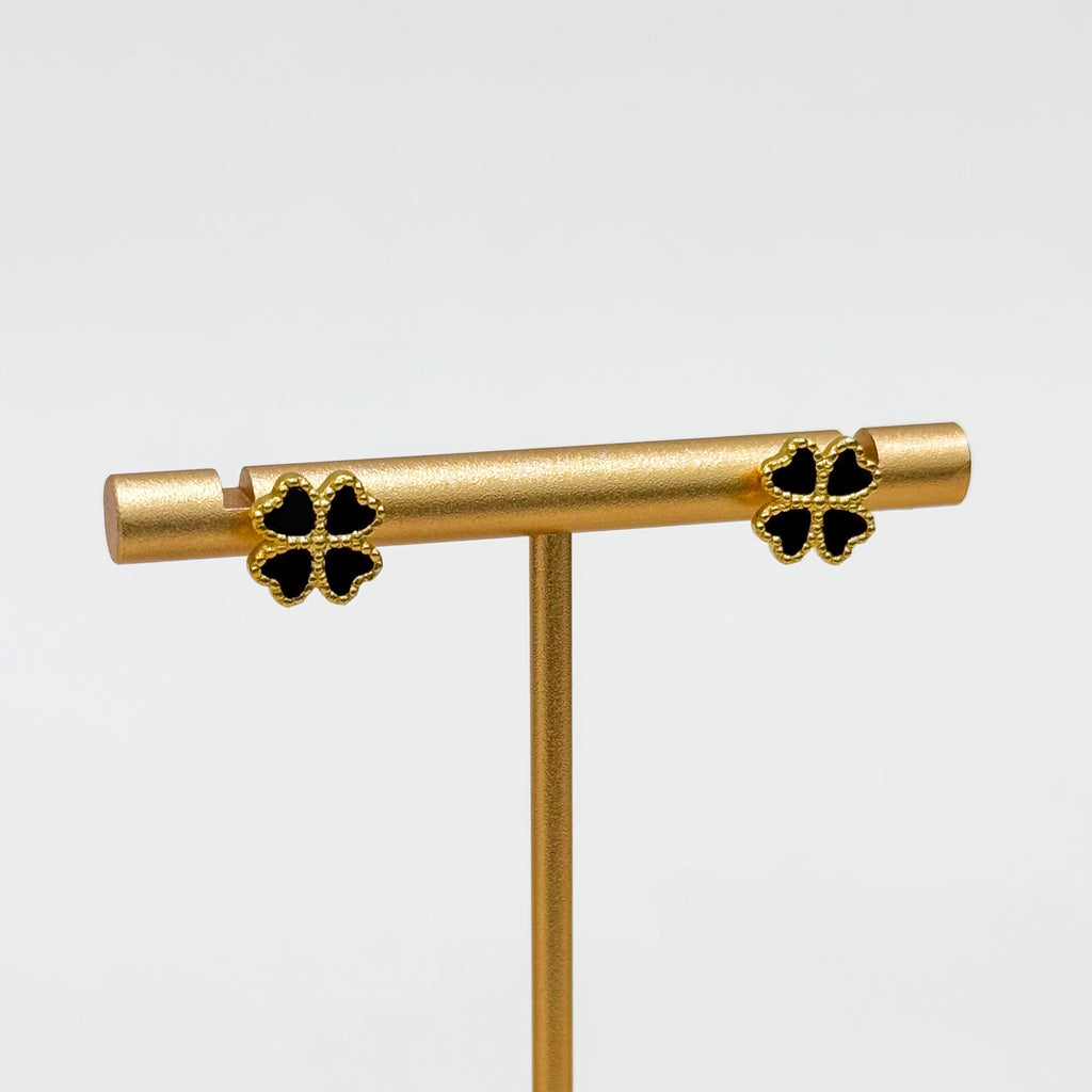 Noire Clover Black Studs