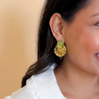 Emerald Marble Luxe Cabochon Statement Earrings