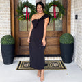 One Shoulder Bow Midi Dress