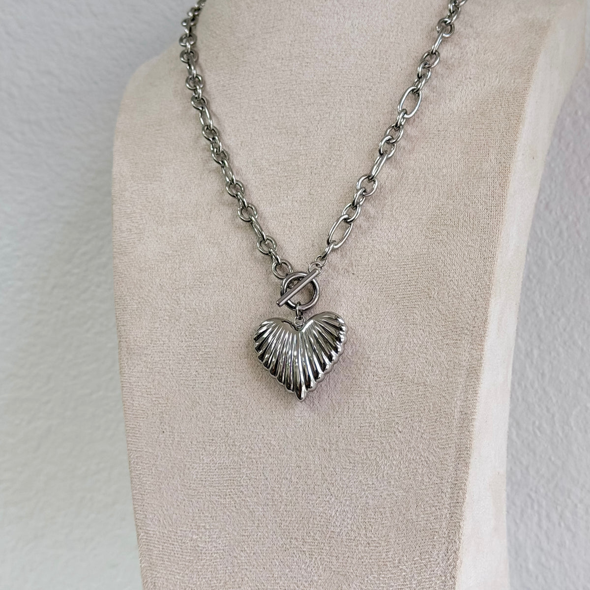 Everlume Puffed Heart Chain Necklace