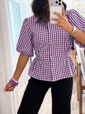 The Violet Gingham Peplum Top