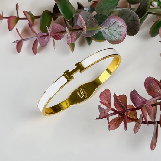 Blush Enamel Gold Bangle