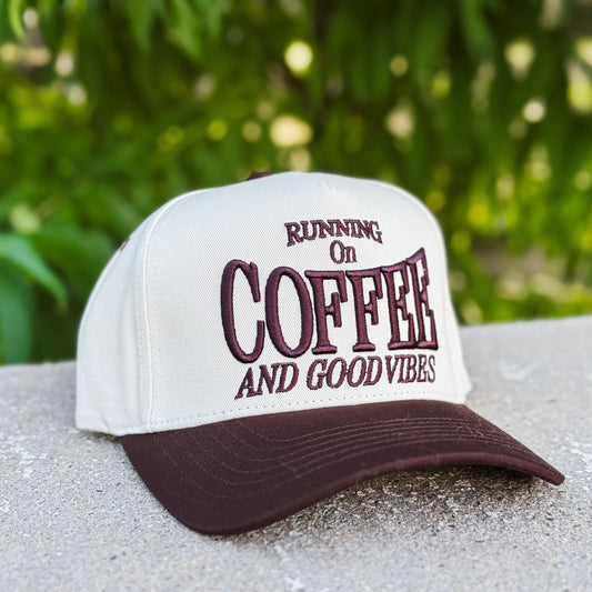 Running On Coffee 3D Letter | Embroidered Two-Tone Trucker Hat