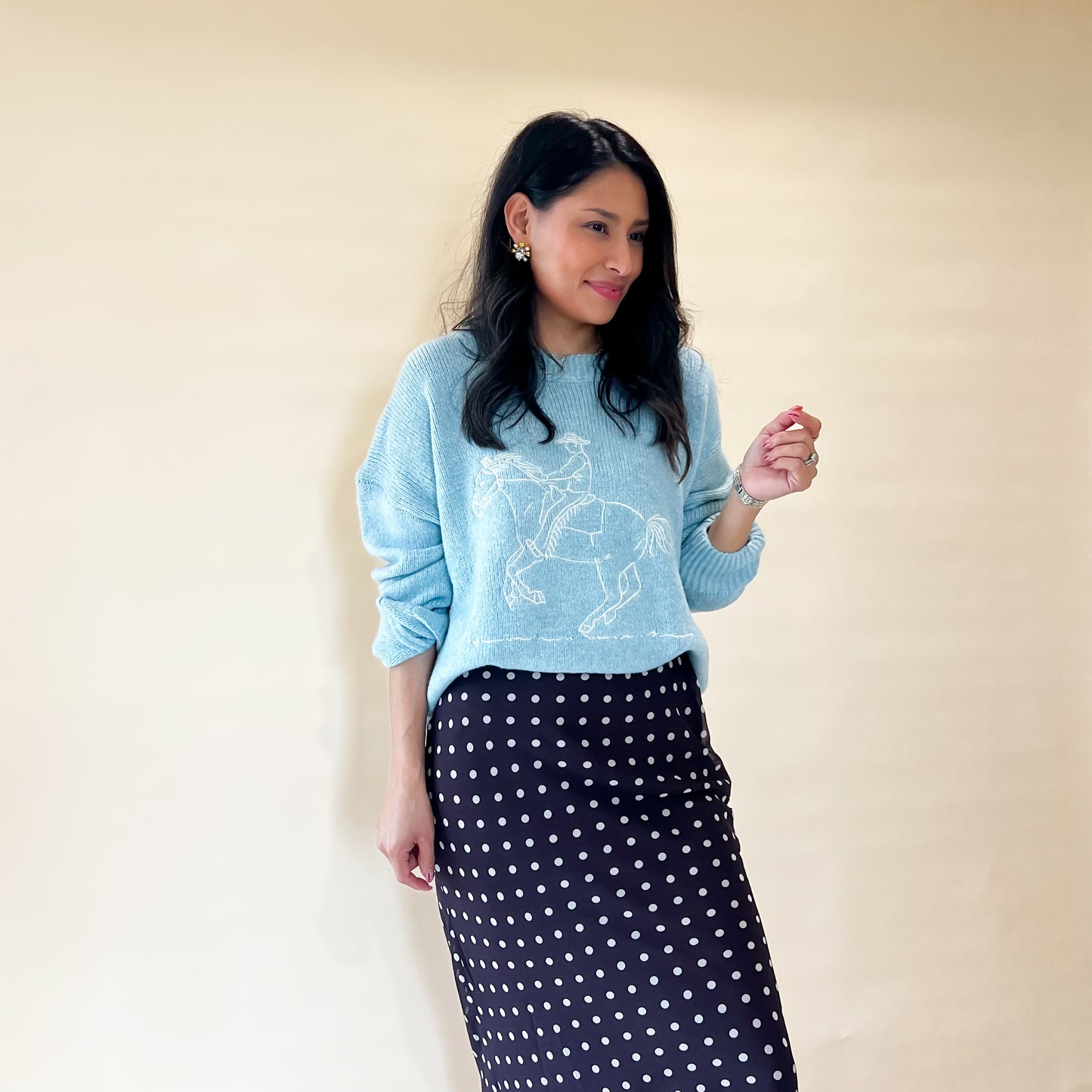 Polka Dot Lace Midi Skirt