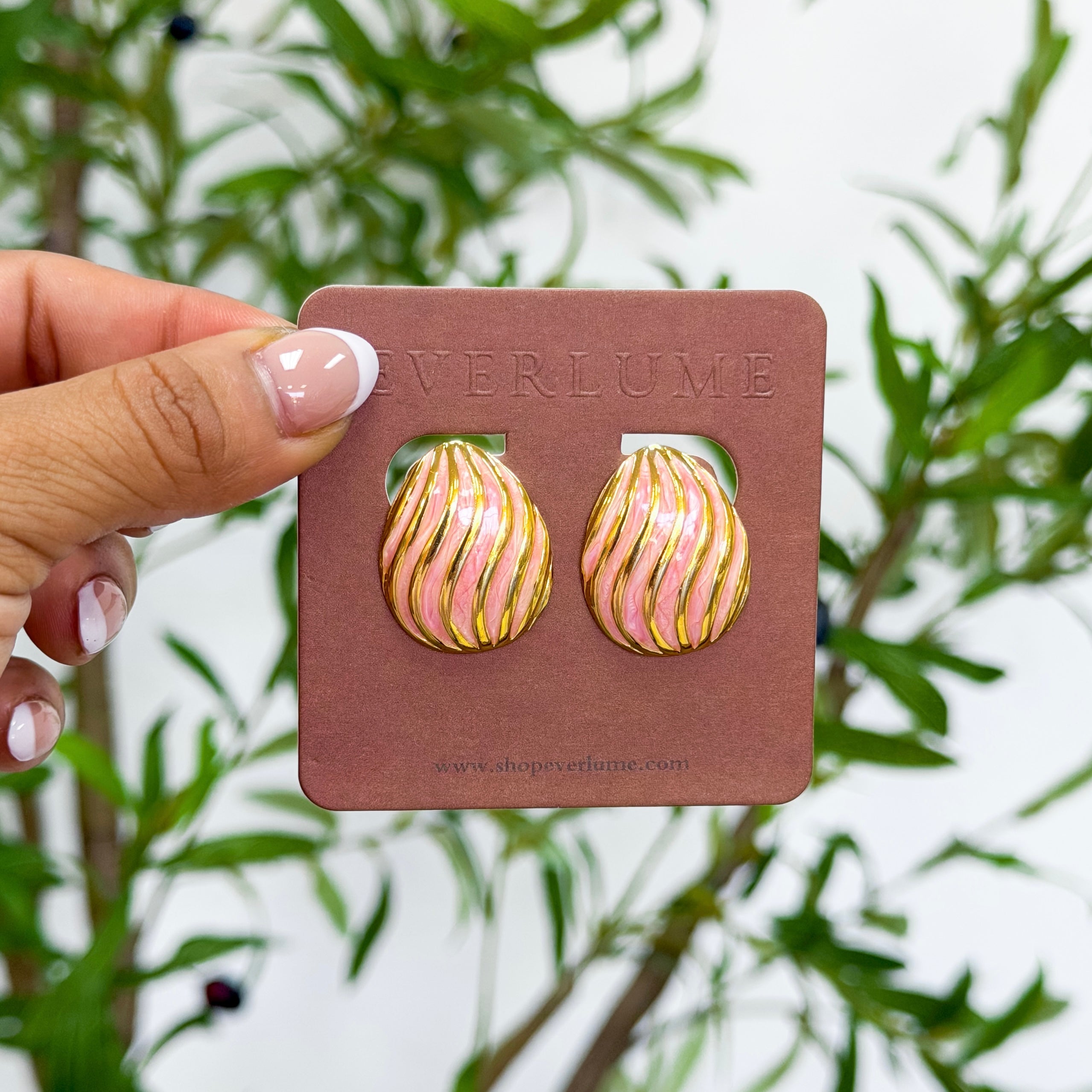 Blush Wave Enamel Statement Studs