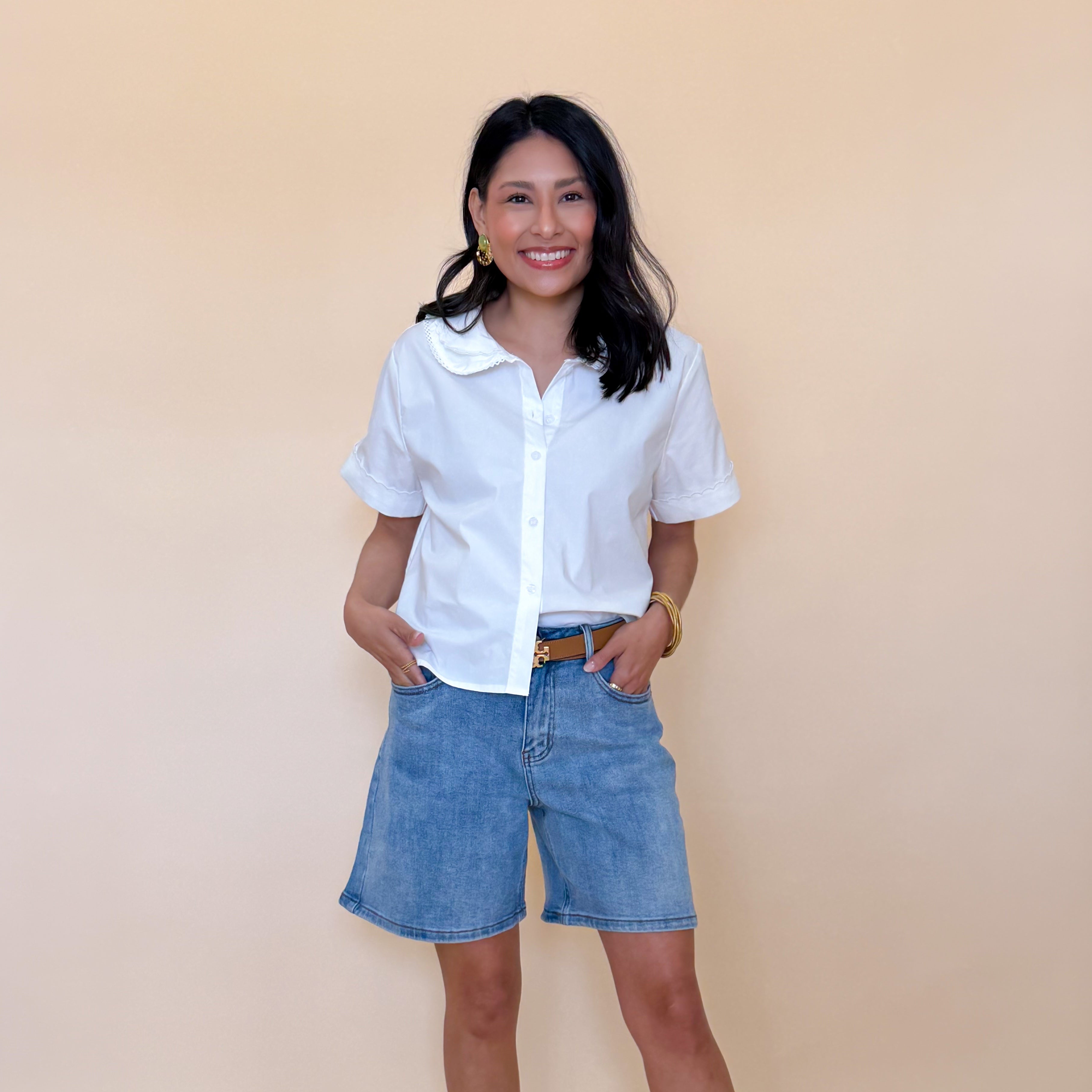 Scallop Button Down Blouse