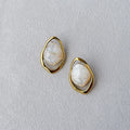 Orbital Stone Statement Earrings in White Quartz