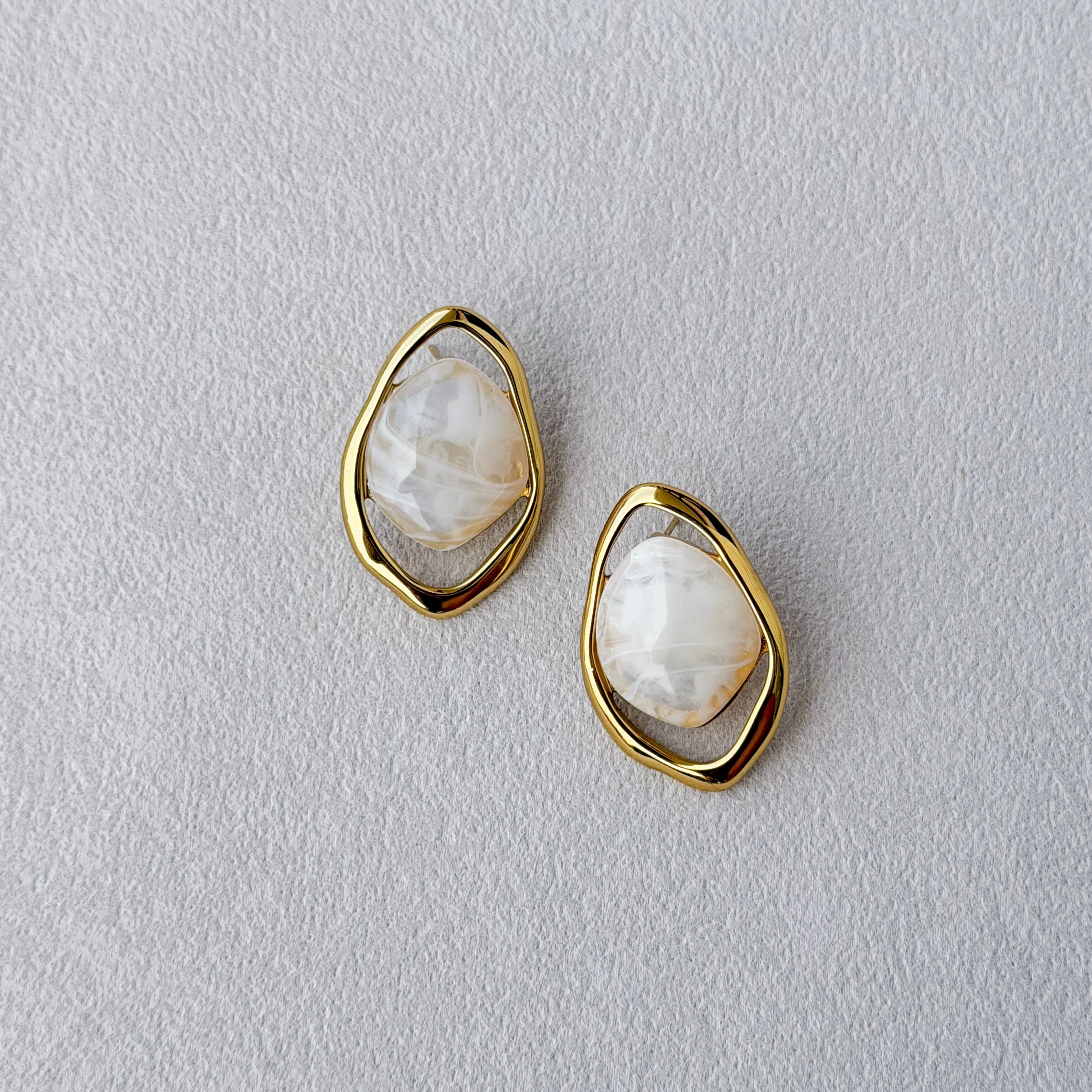 Orbital Stone Statement Earrings in White Quartz