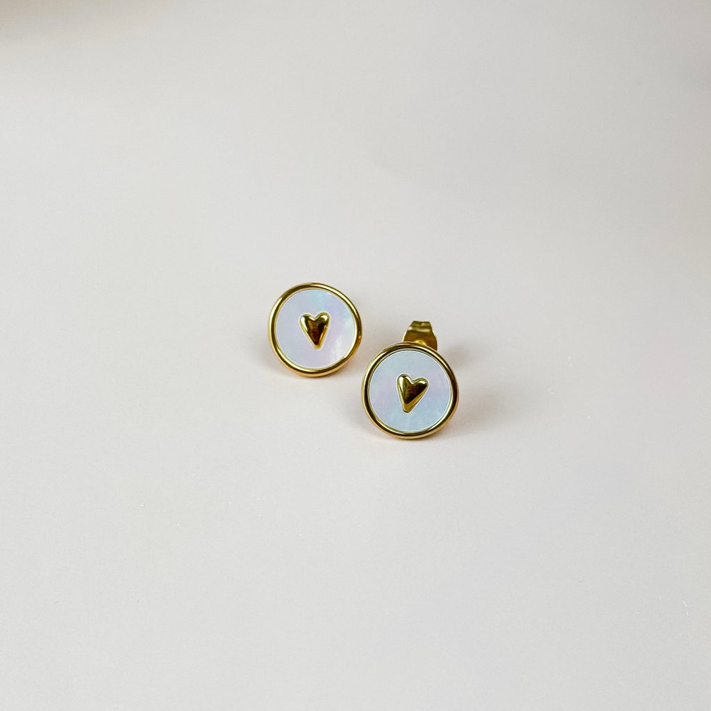 Gold Heart Medallion Earrings