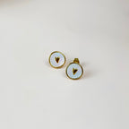 Gold Heart Medallion Earrings