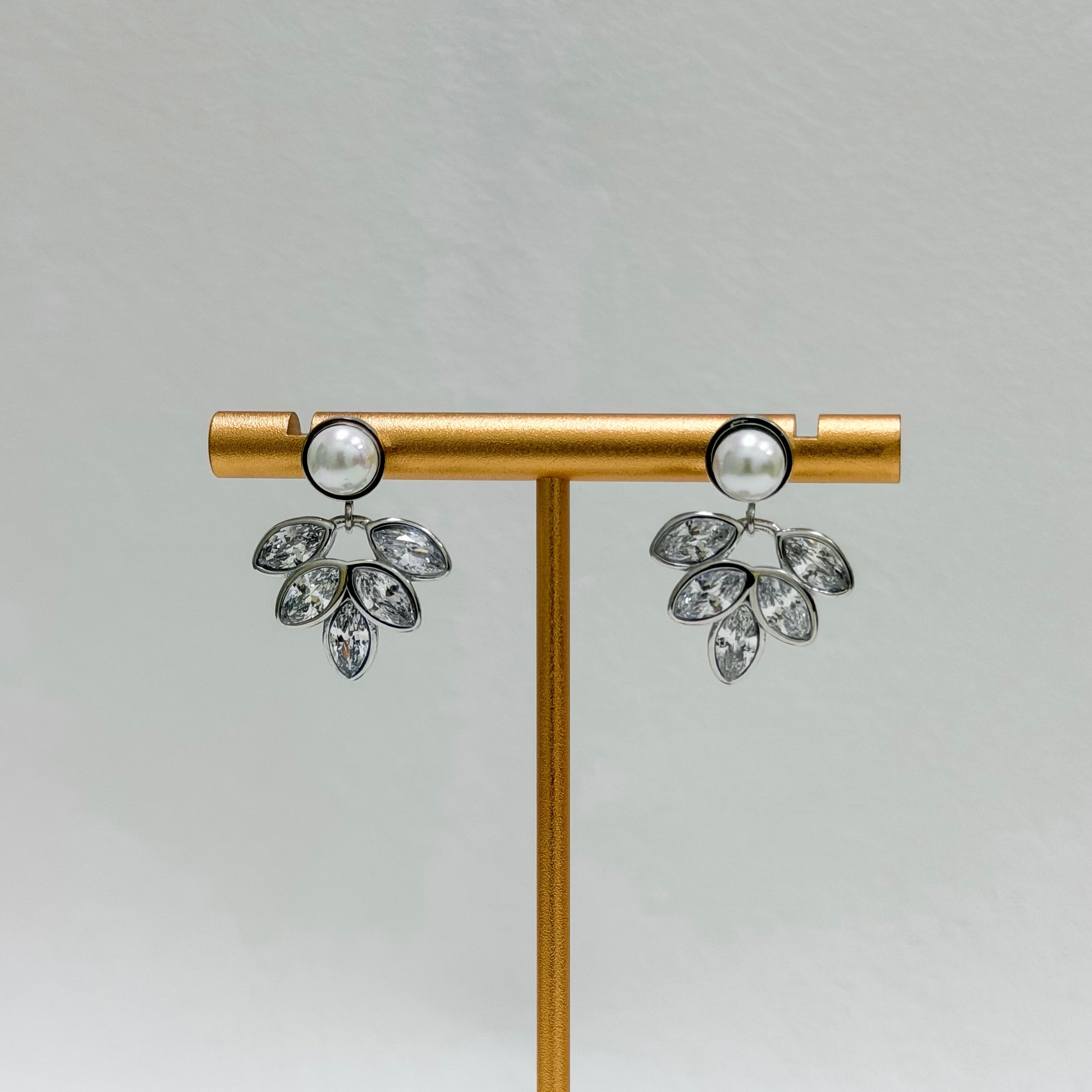 Celeste Pearl Crystal Fan Earrings