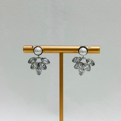 Celeste Pearl Crystal Fan Earrings