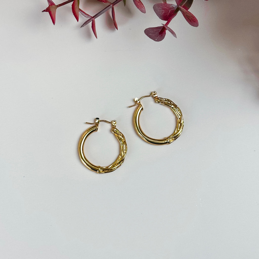 Textured Gold Hoop Earrings