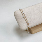 Dainty Pearl Double Chain Bracelet