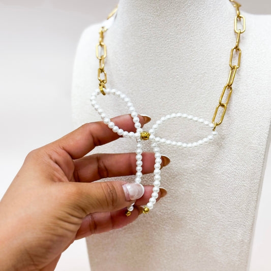 Amélie Pearl Bow Choker Necklace