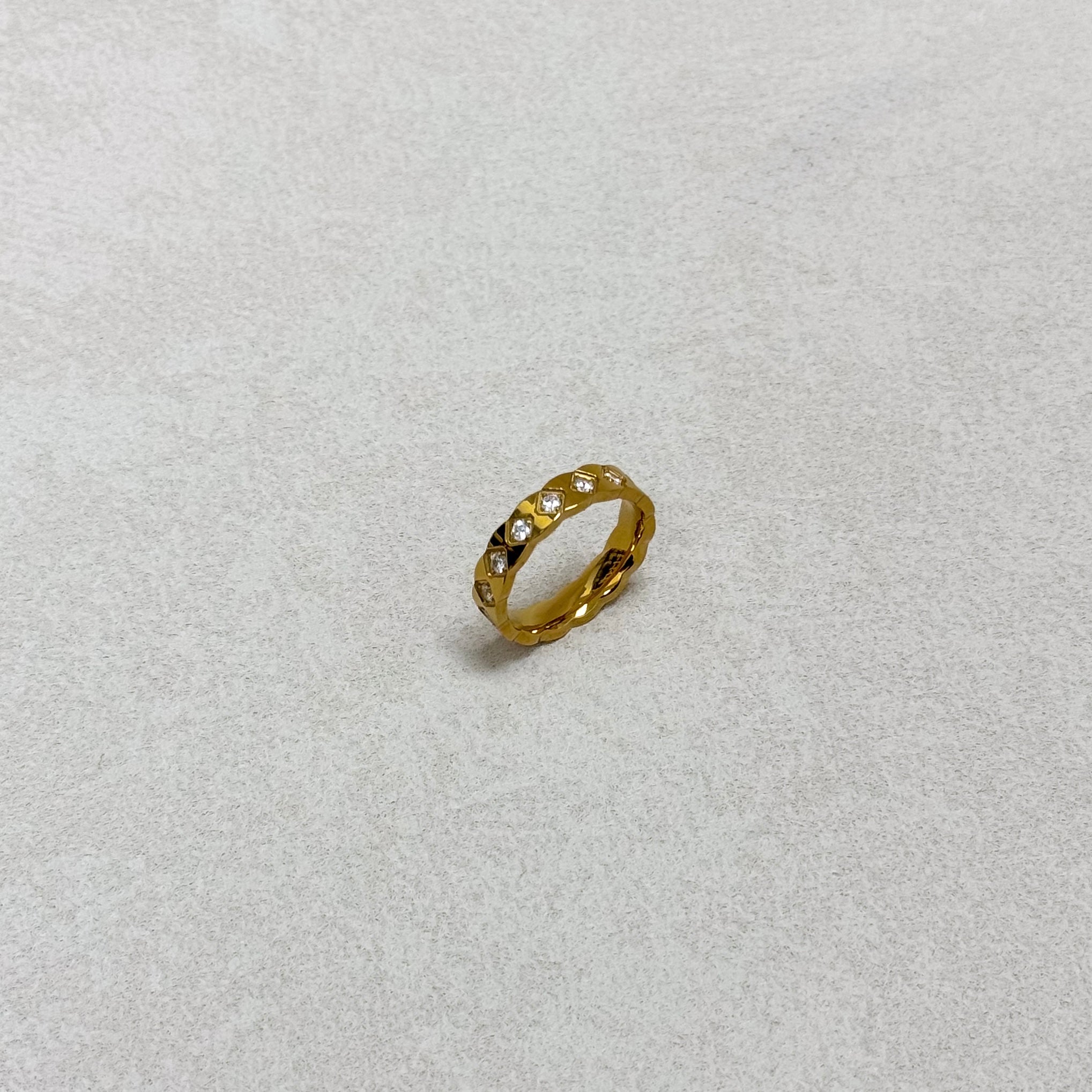 Quilted Crystal Band Ring