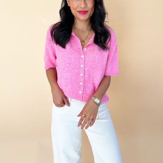 Pink Short Sleeve Cardi