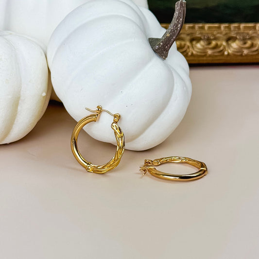 Textured Gold Hoop Earrings