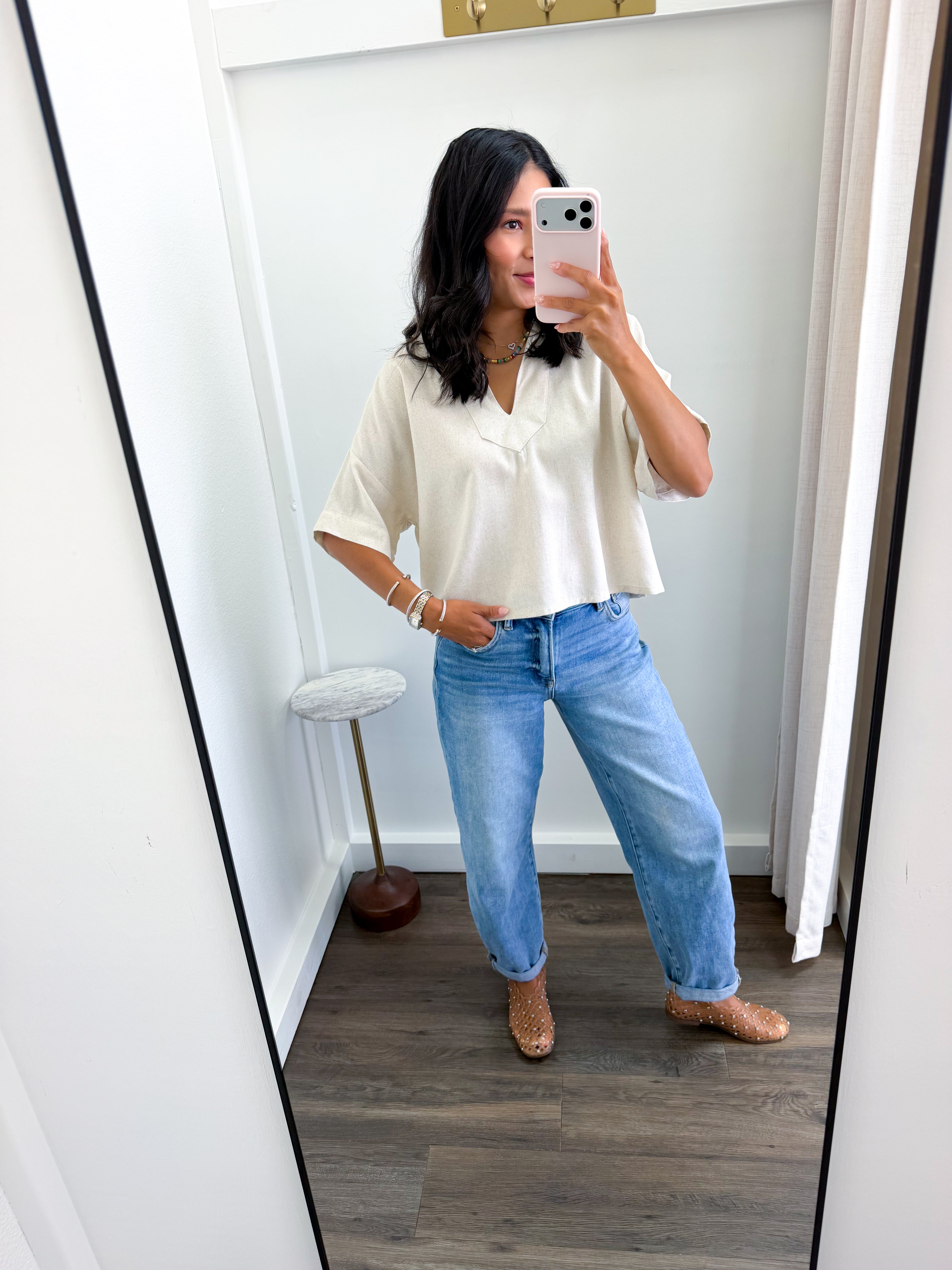 Collared Linen Top