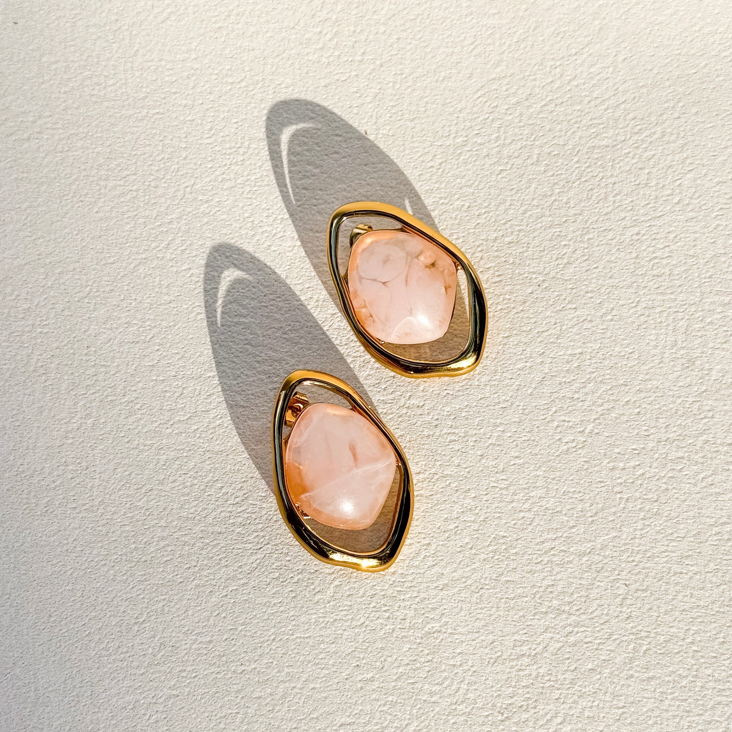 Orbital Stone Statement Earrings in Pink Quartz