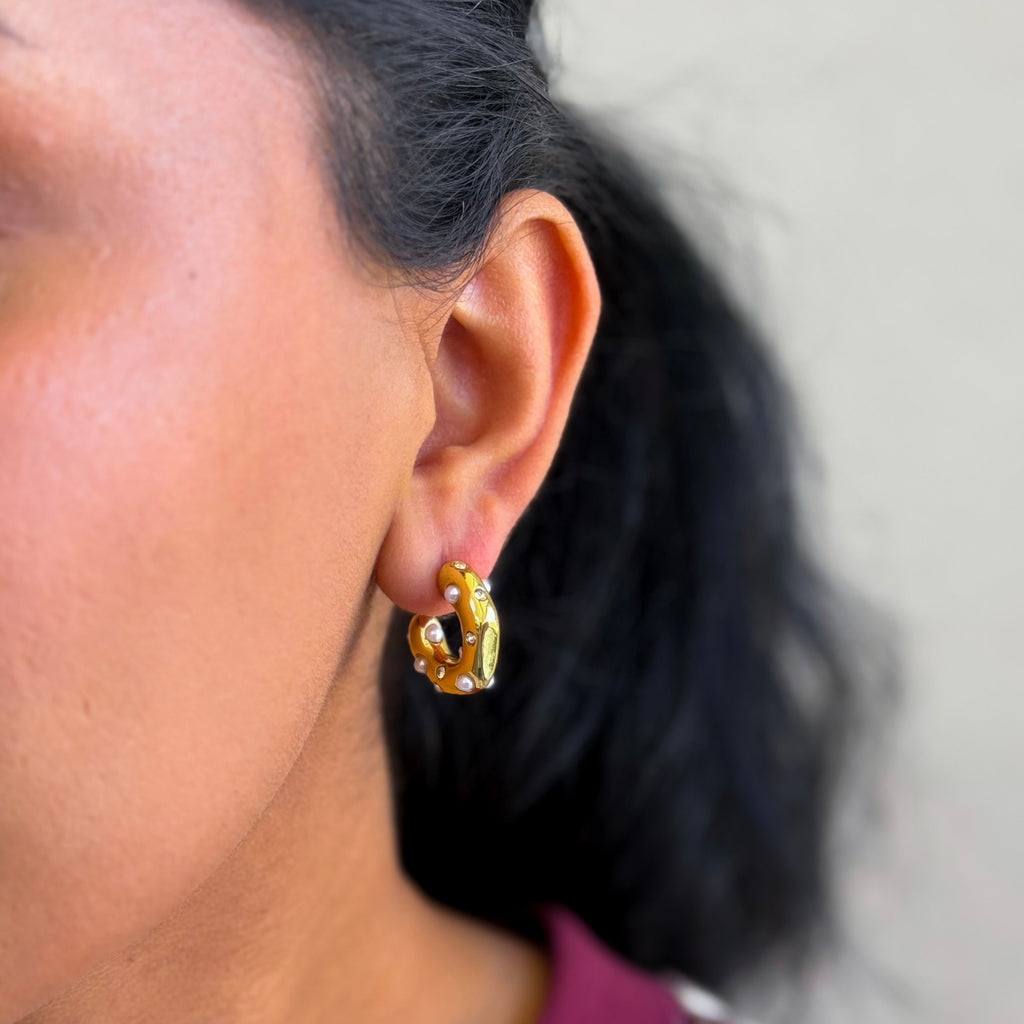 Pearl & Crystal Luxe Hoops