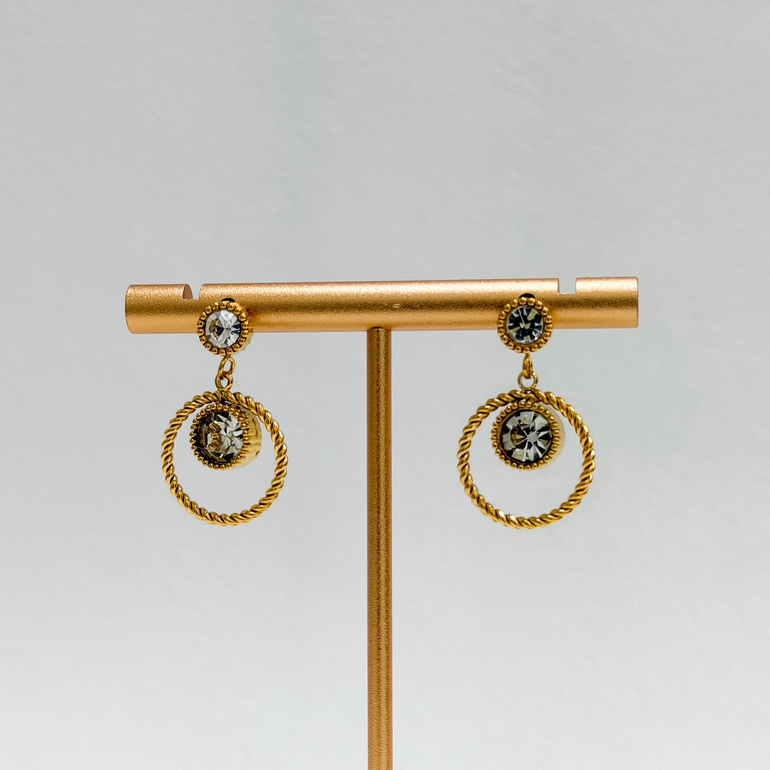Crystal Halo Circle Drop Earrings