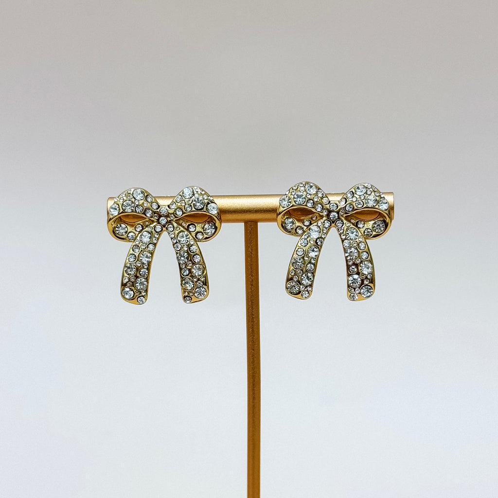CZ Bow Stud Earrings