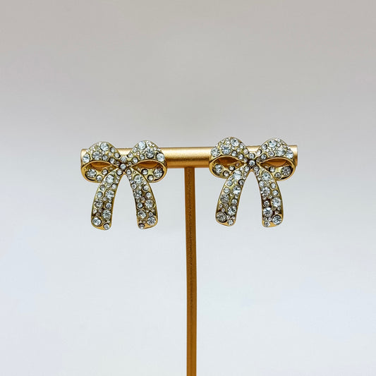 CZ Bow Stud Earrings
