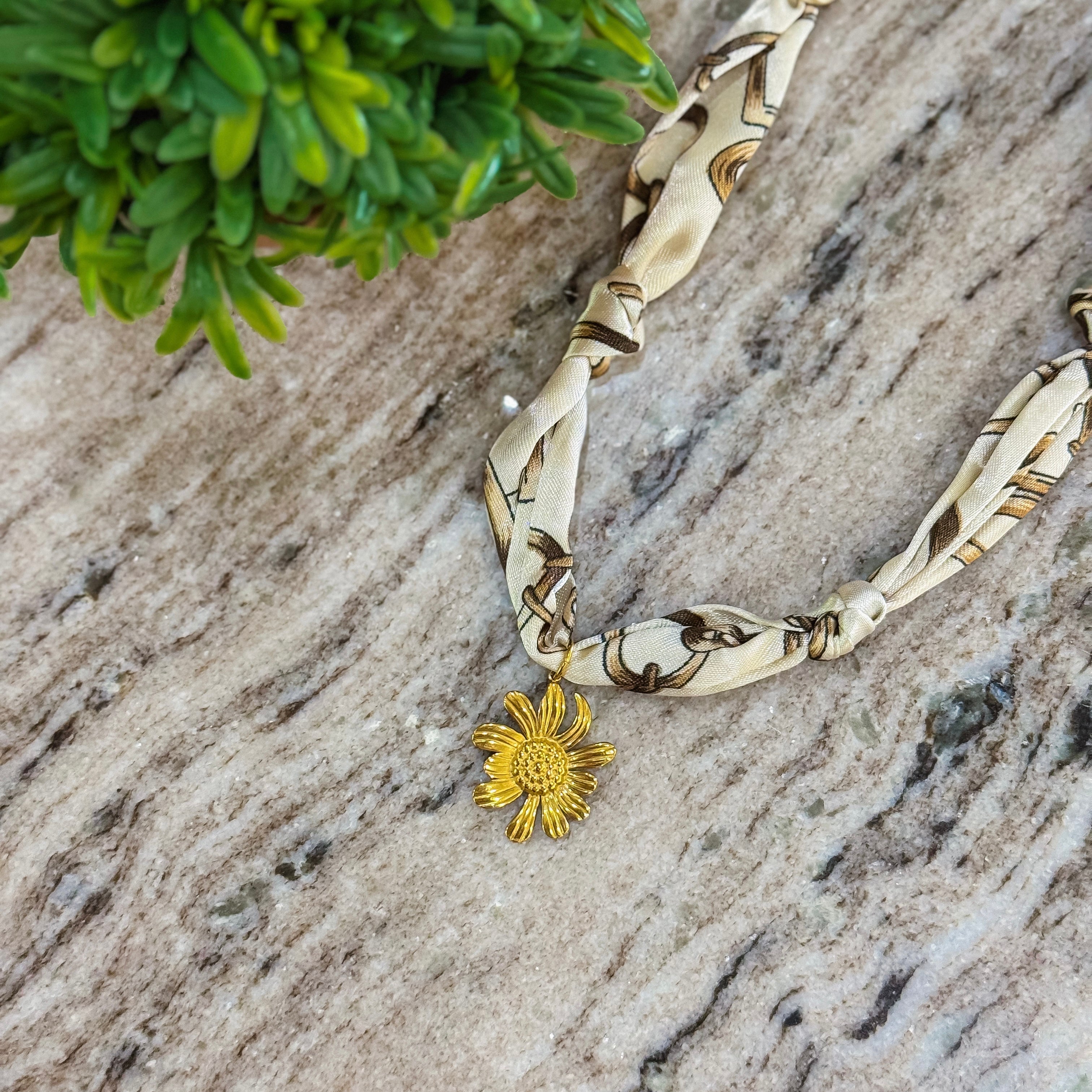 Golden Daisy Scarf Necklace