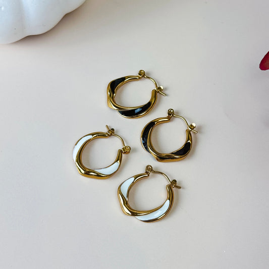 Enamel Accent Hoop Earrings