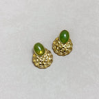 Emerald Marble Luxe Cabochon Statement Earrings
