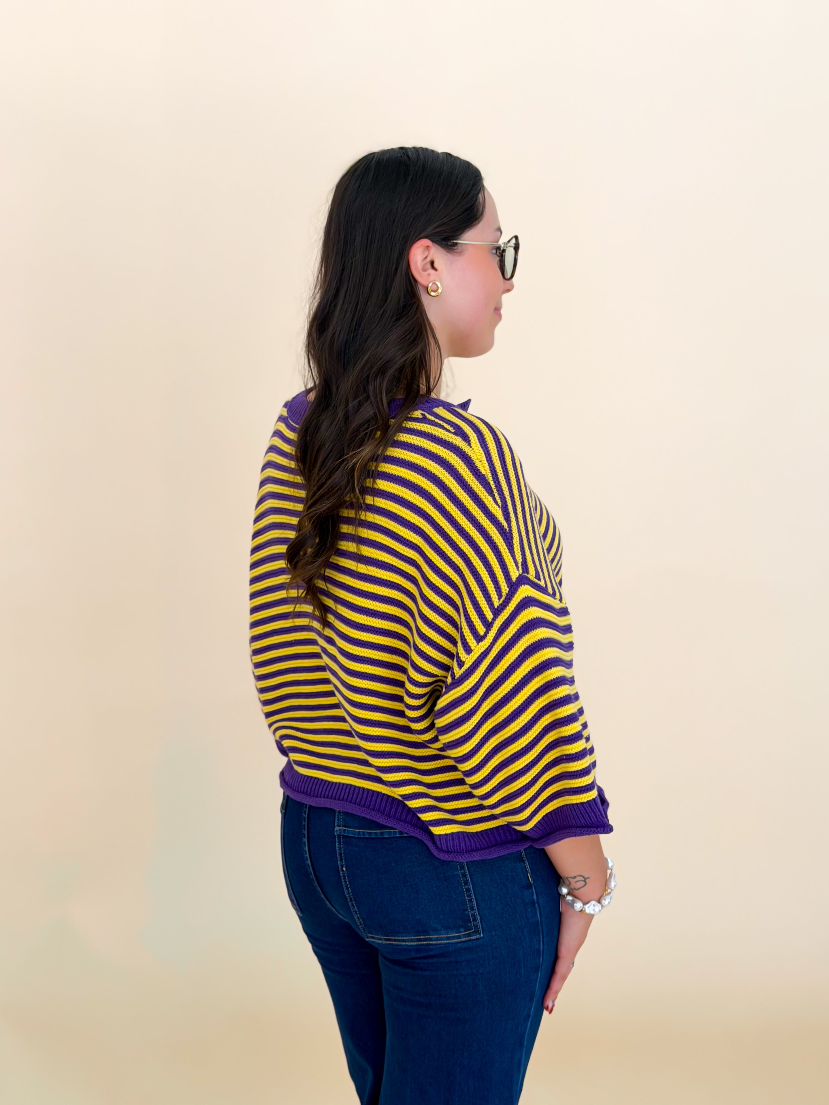 Home Team Cardigan - Purple & Gold