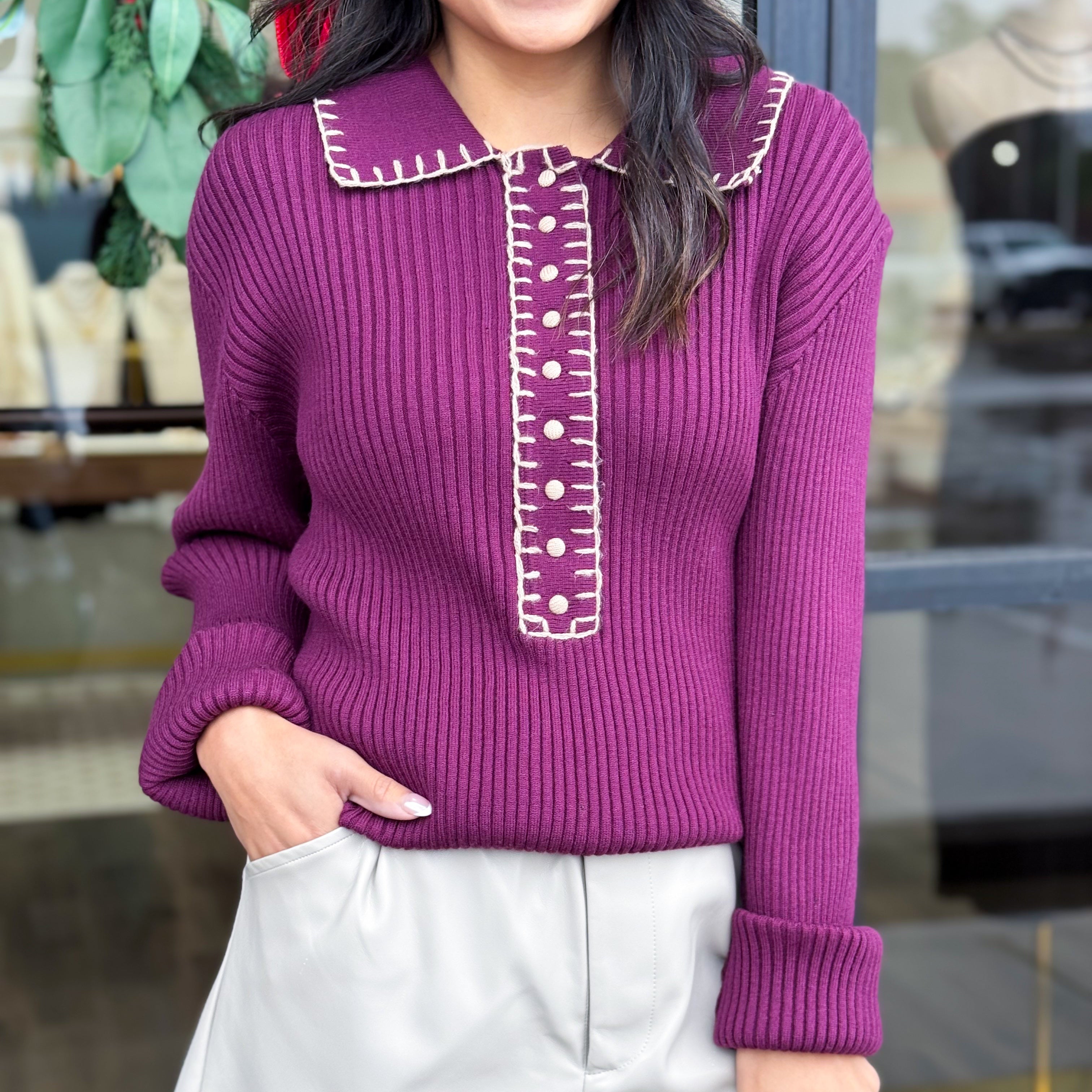 Collared Ribbed Sweater