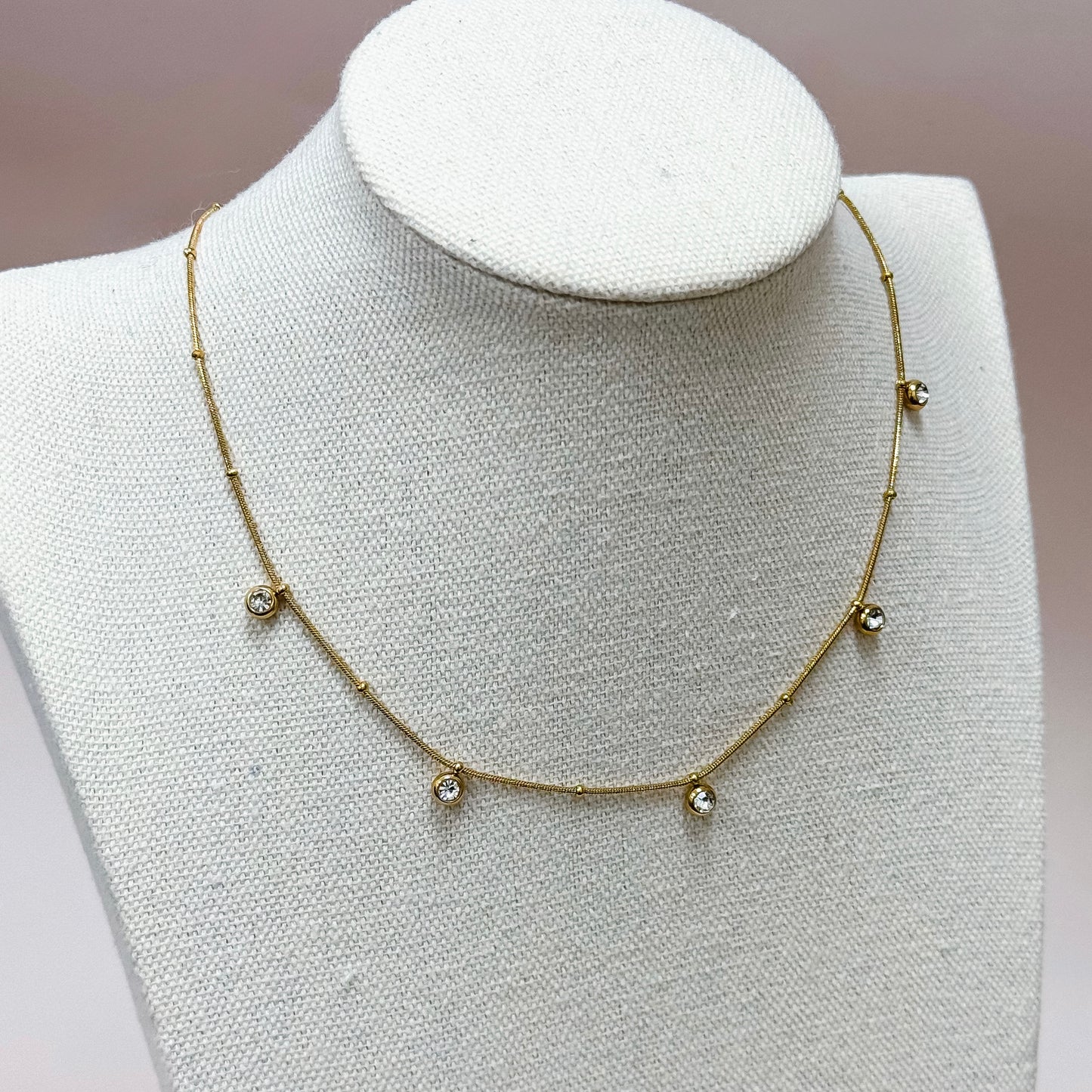 Gold Crystal Drop Necklace