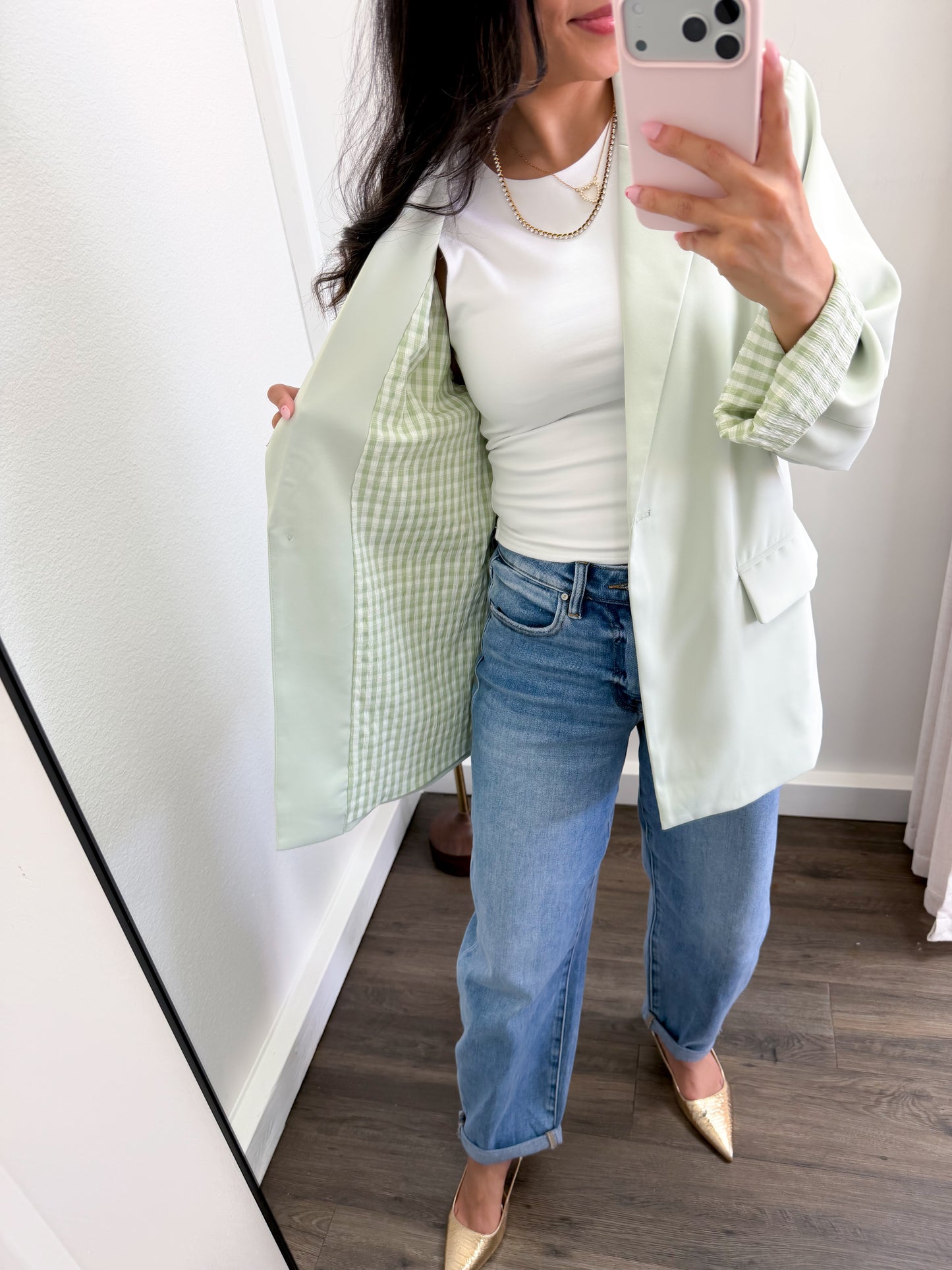 Gingham Sage Blazer