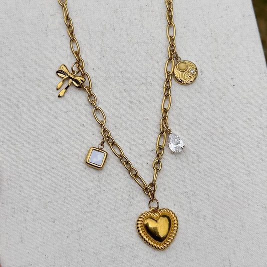 Golden Charm Heart Necklace